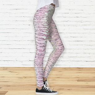 Glamouröse funkelnde rosa Diamant-Tigerstreifen Leggings