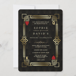 Glamouröse Gatsby-Casino-Poker-Hochzeit Las Vegas Einladung