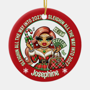 Glamouröse Gingerbread-Fashionista-Weihnachten Keramik Ornament
