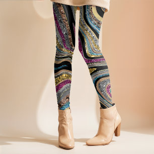 Glamouröse Glitzer-Mädchen-Marmor-Kunst grau Leggings