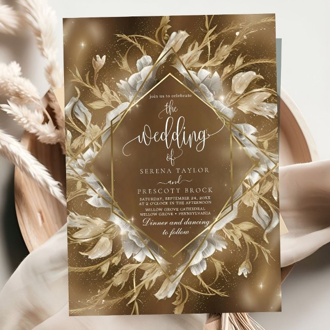 Glamouröse Golden Themed Floral Wedding Einladung (Von Creator hochgeladen)
