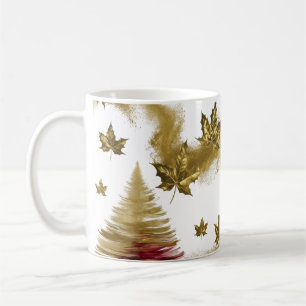 Glamouröse goldene Ahornblätter abstrakter Weihnac Kaffeetasse