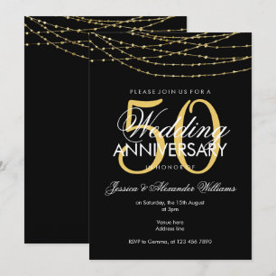 Glamouröse goldene Lichter zum 50. Hochzeitstag Einladung