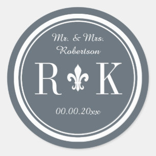 Glamouröse Hochzeitsmonogramm-Partybegünstigungsau Runder Aufkleber