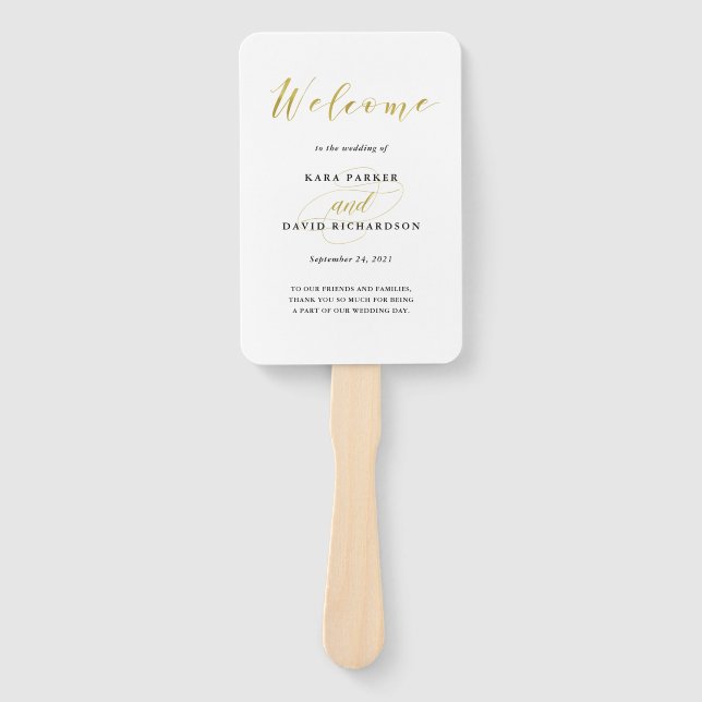 Glamouröse Imitate Gold Classic Hochzeit Fächer (Vorderseite)
