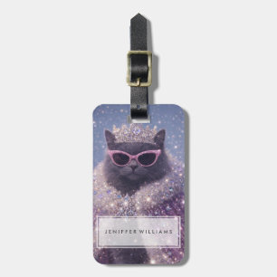 Glamouröse Königin-Katze funkelndes Fantasy-Porträ Gepäckanhänger