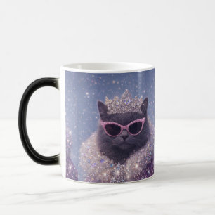 Glamouröse Königin-Katze funkelndes Fantasy-Porträ Verwandlungstasse