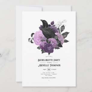 Glamouröse lila Raven Gothic Junggesellinnenparty Einladung