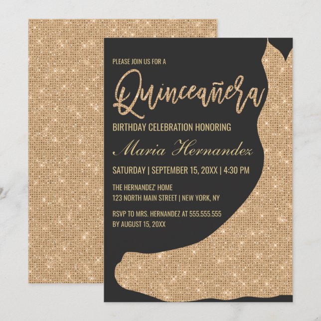 Glamouröse Meerjungfrau Elegant Luxus Quinceañera Einladung (Vorne/Hinten)