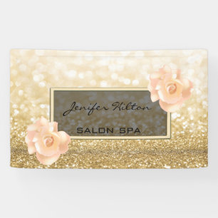Glamouröse, moderne schicke Imitate Goldglanz-Rose Banner