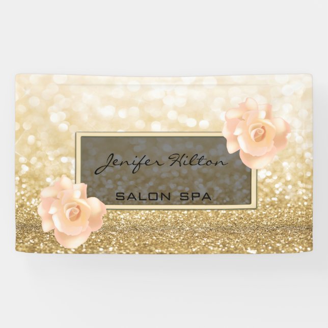 Glamouröse, moderne schicke Imitate Goldglanz-Rose Banner (Horizontal)