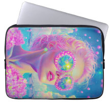 Glamouröse Neonfrau mit funkelnder Brille