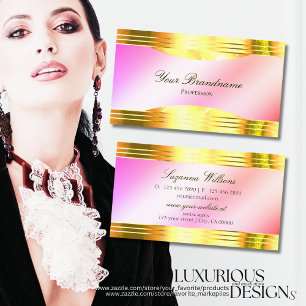 Glamouröse Pastel Pink Gold Borders ausgezeichnet Visitenkarte
