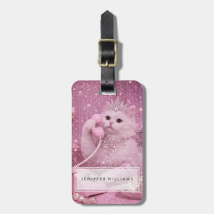 Glamouröse Prinzessinnenkatze beim Telefonieren Gepäckanhänger