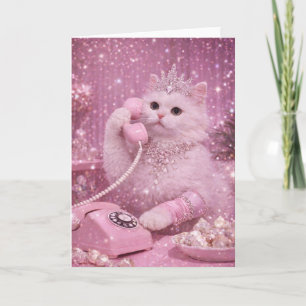 Glamouröse Prinzessinnenkatze benutzt Telefon Karte
