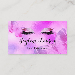 Glamouröse Purple Butterfly Wimpern Visitenkarte