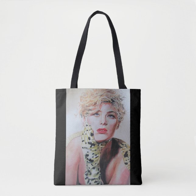 Glamouröse Retro-Frau Wasserfarbene Malerei Kunst Tasche (Vorderseite)