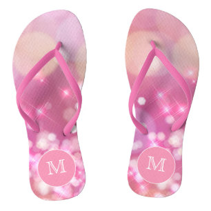 Glamouröse rosa Glitzern Monogram Flip Flops