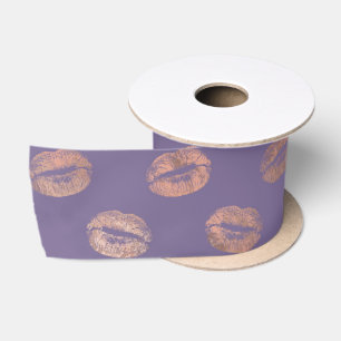 Glamouröse Rose Goldfolie und Lavendel Lippen Satinband