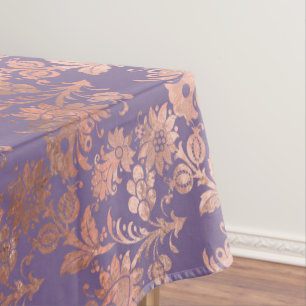 Glamouröse Rosen-Goldfolie und Lavendel-Blumen Tischdecke