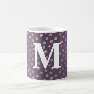Glamouröse Rosen-Goldfolie und lila Kunstpunkte Kaffeetasse