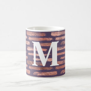 Glamouröse Rosen-Goldfolie und lila Pinselstriche Kaffeetasse
