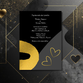 glamouröse Schwarz-Gold-Hochzeitsdekor Einladung