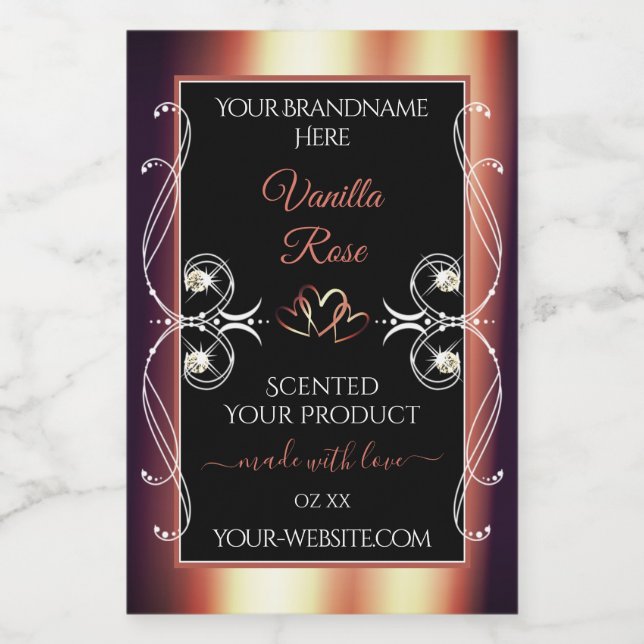 Glamouröse Schwarz-Rose-Braun-Dekoration Lebensmitteletikett (Einzelnes Label)