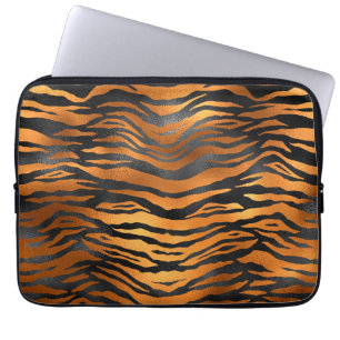 Glamouröse schwarze braune Tigerstreifen im Tierdr Laptopschutzhülle