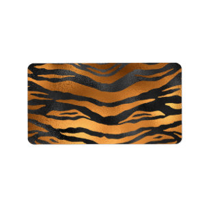 Glamouröse schwarze braune Tigerstreifen Tierprint Adressaufkleber
