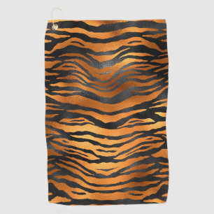 Glamouröse schwarze braune Tigerstreifen Tierprint Golfhandtuch