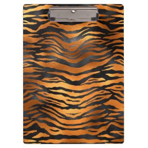 Glamouröse schwarze braune Tigerstreifen Tierprint Klemmbrett