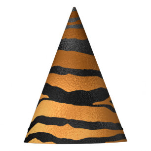 Glamouröse schwarze braune Tigerstreifen Tierprint Partyhütchen