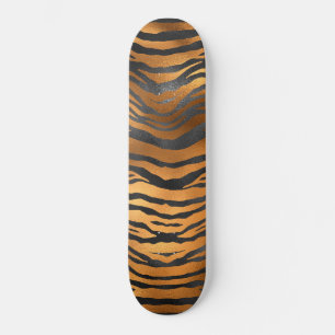 Glamouröse schwarze braune Tigerstreifen Tierprint Skateboard