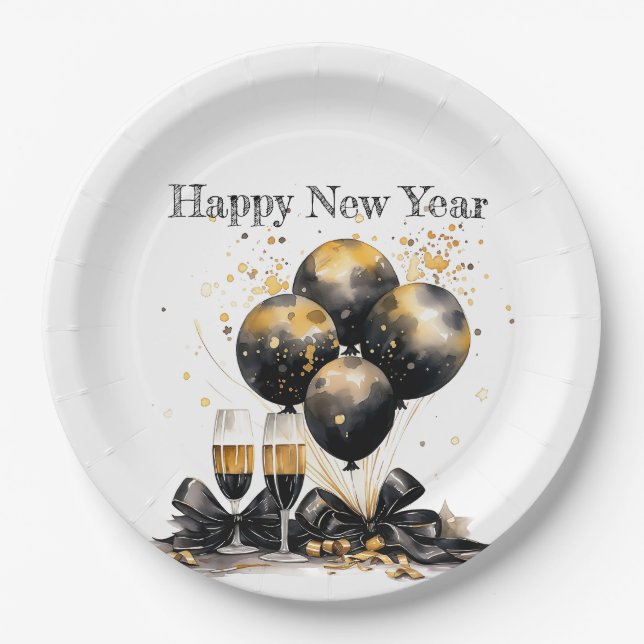 🍾 🎉 glamouröse Silvester-Party-Teller 🥂 ✨ Pappteller (Vorderseite)