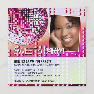 Glamouröse Sweet Sixteen Disco-Kugel-Einladung Einladung