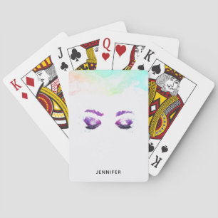 Glamouröse violette Augen und Brauen Aquarell Spielkarten