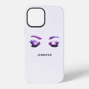 Glamouröse violette Augen und Brauen im Wasserfarb iPhone 12 Hülle