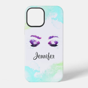 Glamouröse violette Augen und Brauen im Wasserfarb iPhone 12 Hülle
