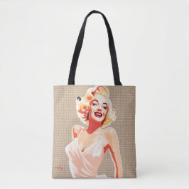 Glamouröser Blond der 50er Jahre auf beige Hinterg Tasche