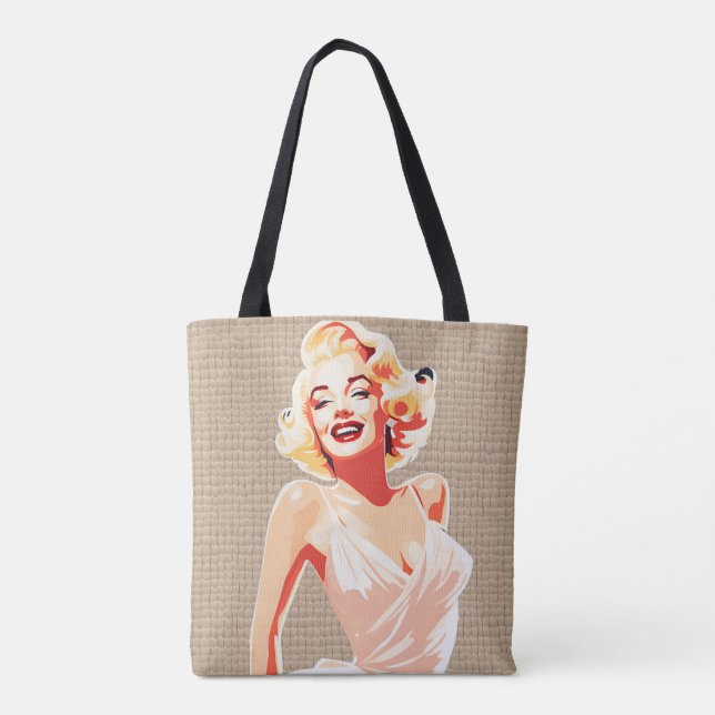 Glamouröser Blond der 50er Jahre auf beige Hinterg Tasche (Rückseite)