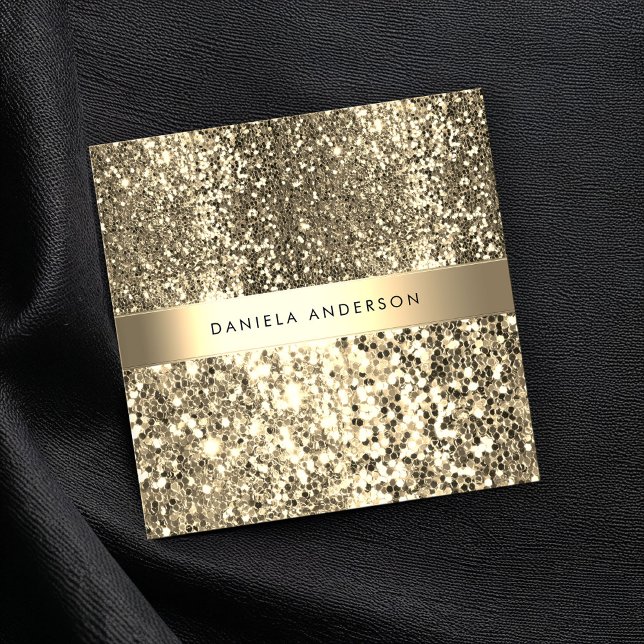 Glamouröser Champagner Gold Glitzer Luxus Quadratische Visitenkarte (Von Creator hochgeladen)
