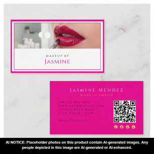 Glamouröser, fetter Fuchsia-Gold-QR-Code-Makeup-Ar Visitenkarte