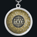 Glamouröser Glitzer Happy 50. Geburtstag Versilberte Kette<br><div class="desc">Glamouröse Imitate Leute und weißer Glitzer 50. Geburtstag Text Kreis Design. Wenn Sie Hilfe bei der Anpassung eines meiner Designs benötigen,  kontaktieren Sie ArtOnWear Designer. Kostenlose Textformatierung mit Live-Hilfe auf Anfrage.</div>