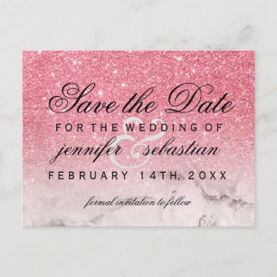 Glamouröser Glitzer schimmert Pink Wedding Postkarte