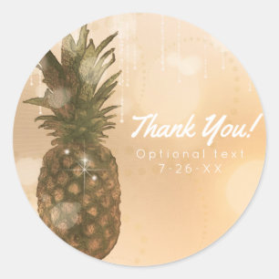 Glamouröser goldener Ananas elegantes tropisches P Runder Aufkleber