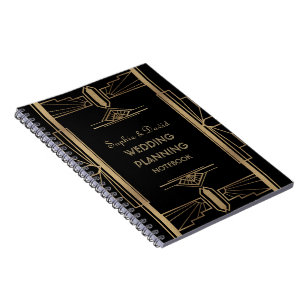 Glamouröser Hochzeitsplaner für Gatsby Art in den  Notizblock