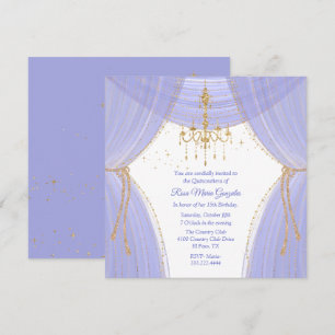 Glamouröser Regency-Blau und Gold Quinceañera  Einladung
