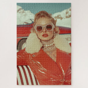 Glamouröser Retro-Winterstil in alpiner Kulisse