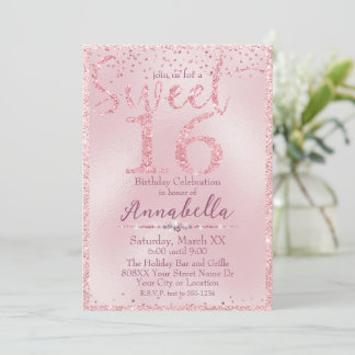 Glamouröser rosa Glitzer Sweet 16 Birthday Einladung